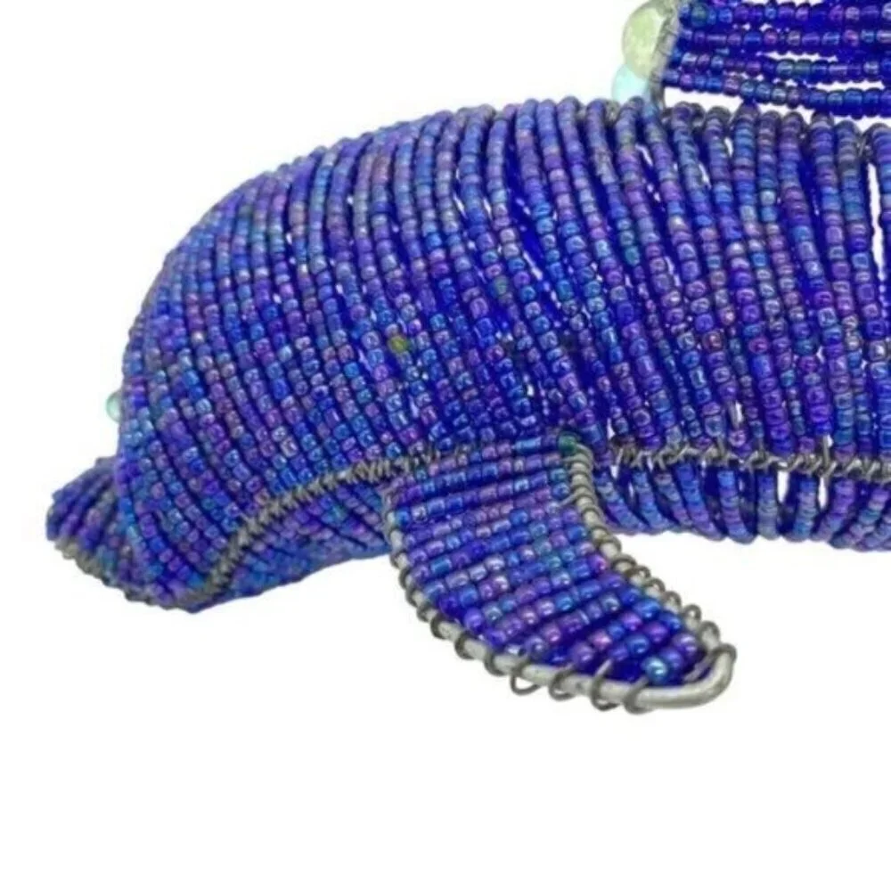 Beadworx Glass Beaded Dolphin Wire Sculpture